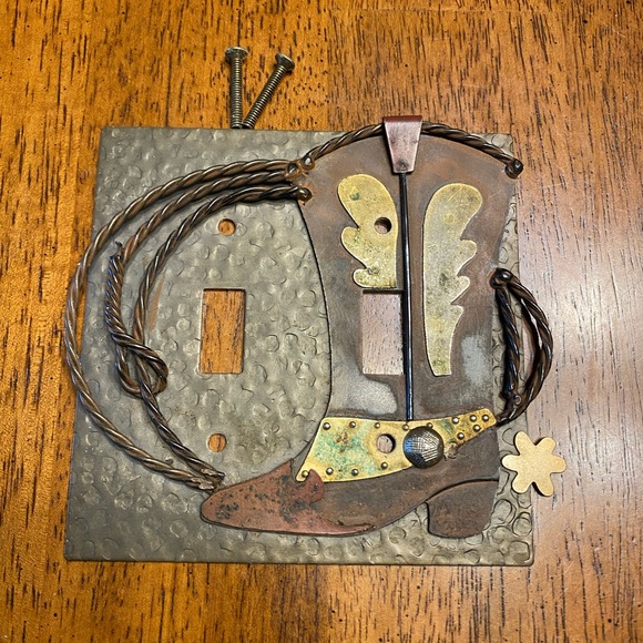 Rustic, cowboy boot switch plate cover. For two light switches. - Picture 9 of 9